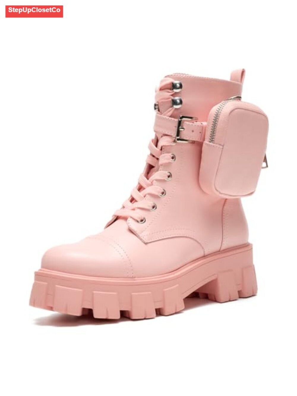 Women's Platform Combat Boots Lace Up Chunky Ankle
